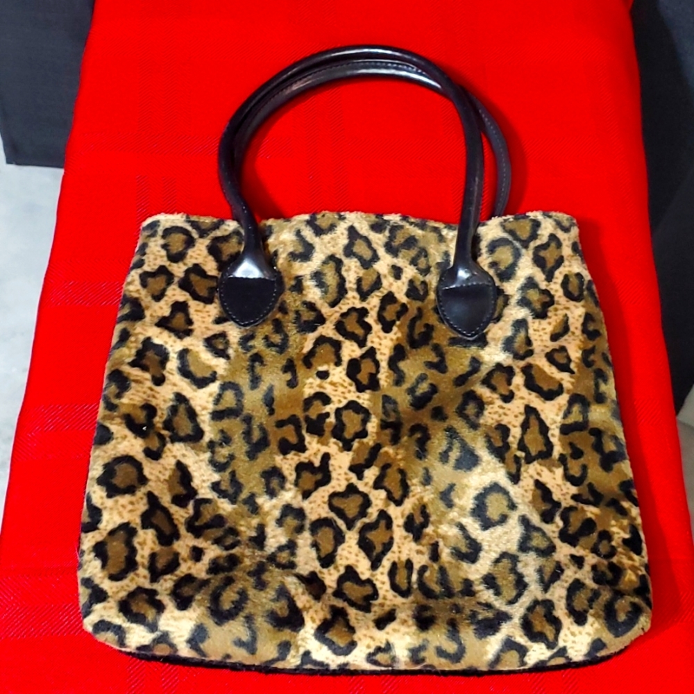 Bechamel leopard print faux fur purse